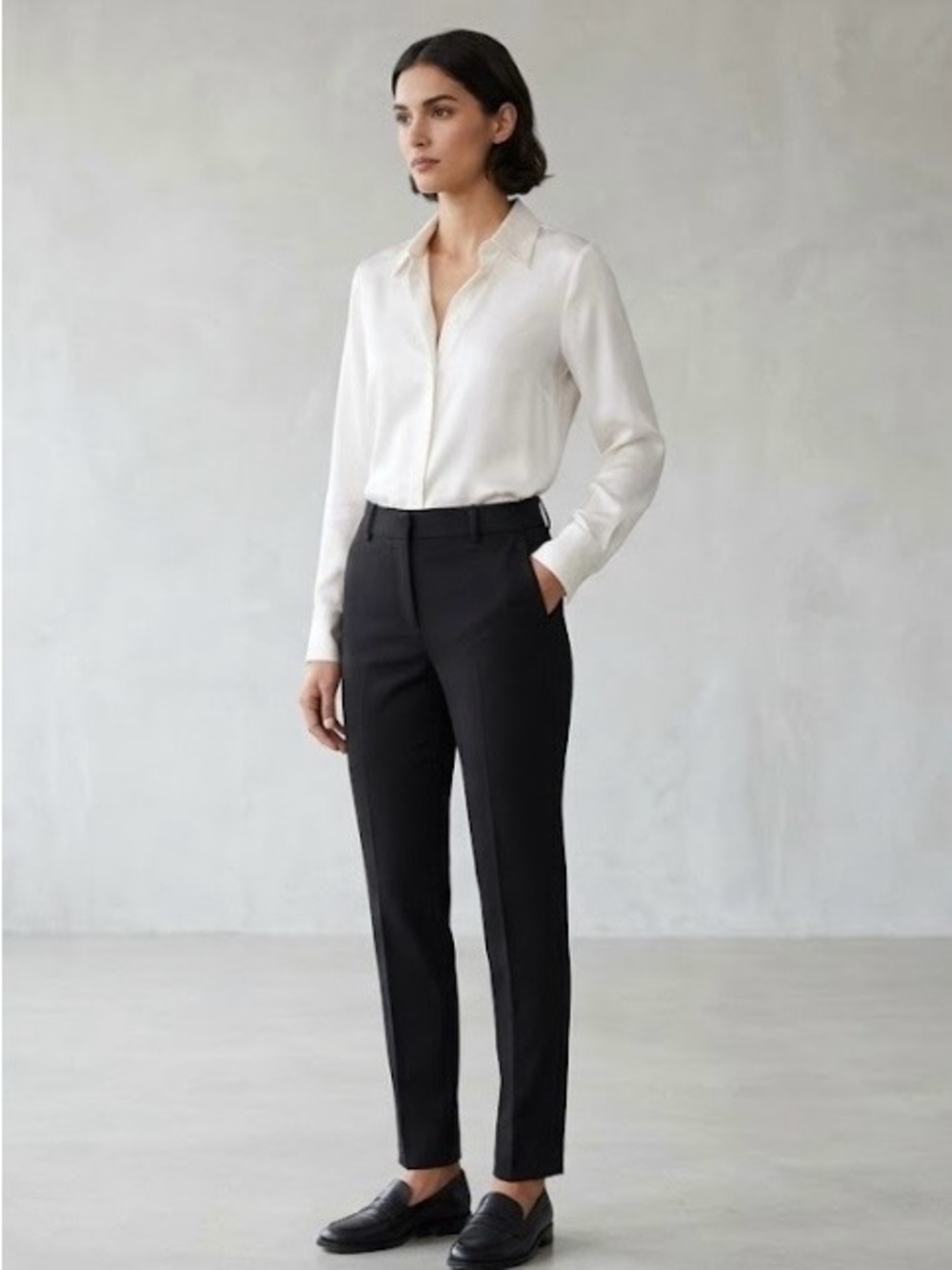 Club Monaco Black Tailored Straight-Leg Trousers 845